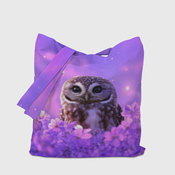Сумка-шопер Сова в фиолетовых цветах, цвет: 3D-принт