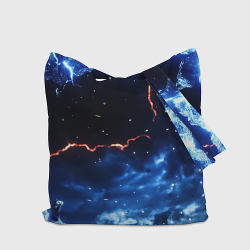 Сумка-шоппер Звезды и молнии в разломе плит / 3D-принт – фото 2