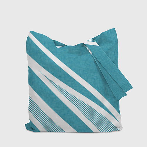 Сумка-шоппер Бело-голубой абстракция с полосами / 3D-принт – фото 2