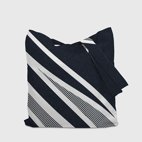 Сумка-шоппер Sport тёмно-синий с полосами / 3D-принт – фото 2