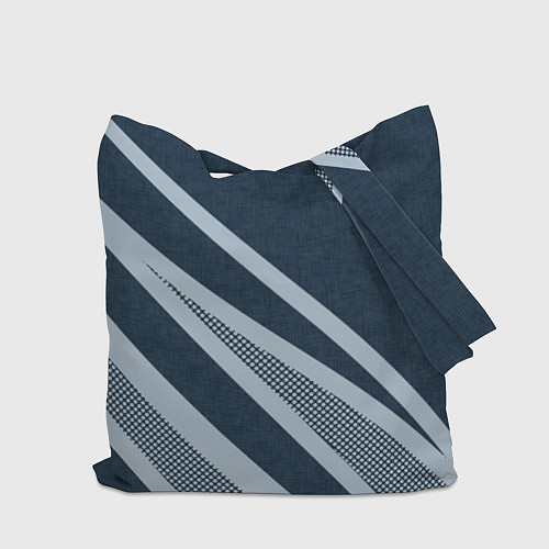 Сумка-шоппер Sport синий текстурный с полосами / 3D-принт – фото 2