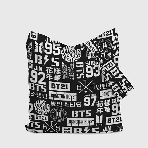 Сумка-шоппер Bangtan Boys pattern black / 3D-принт – фото 2