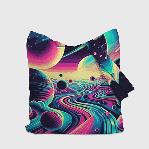 Сумка-шоппер Неоновый разноцветный космос / 3D-принт – фото 2