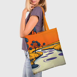 Сумка-шопер Арт с фантастическим пейзажем, цвет: 3D-принт — фото 2