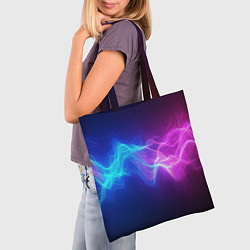 Сумка-шопер Звуковая волна неоновый узор, цвет: 3D-принт — фото 2