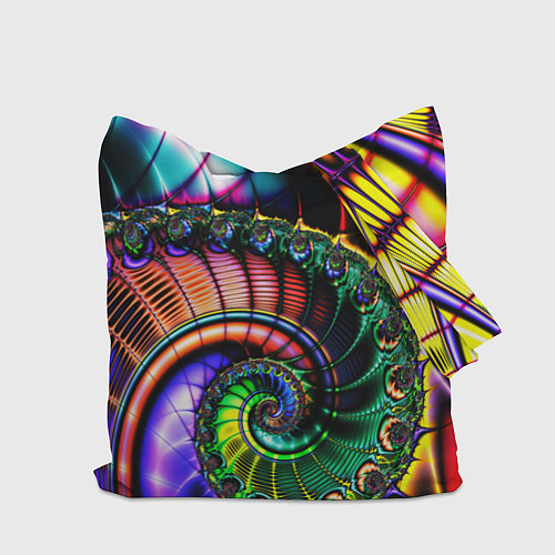 Сумка-шоппер Фрактальный узор неоновый / 3D-принт – фото 2