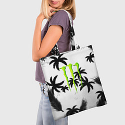 Сумка-шопер Monster energy пальмы, цвет: 3D-принт — фото 2