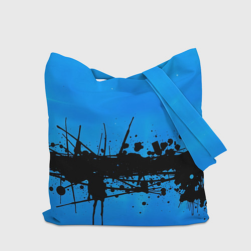 Сумка-шоппер Черные брызги краски на синем / 3D-принт – фото 2