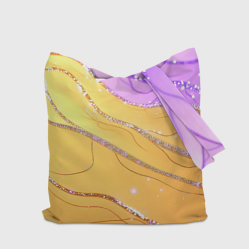Сумка-шоппер Фиолетово-золотая текстура с блестяшками / 3D-принт – фото 2