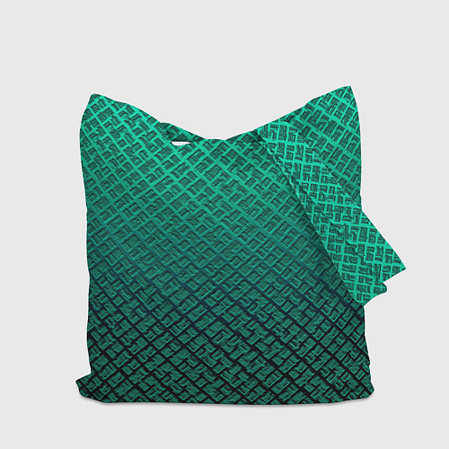 Сумка-шоппер Градиент текстурный бирюзовый с затемнением / 3D-принт – фото 2