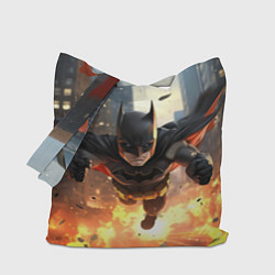Сумка-шопер Бэтмен в полете над огнем, цвет: 3D-принт