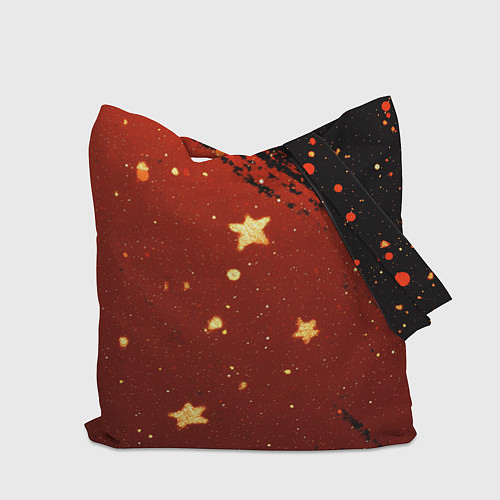 Сумка-шоппер Золотые звездочки на коричневой текстуре / 3D-принт – фото 2