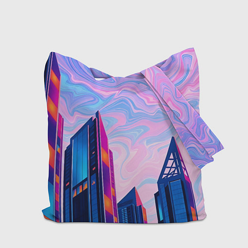 Сумка-шоппер Абстракция с небоскребами / 3D-принт – фото 2