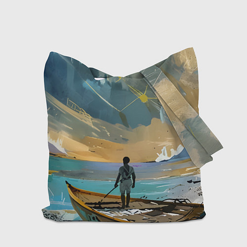 Сумка-шоппер Мальчик и лодка / 3D-принт – фото 2