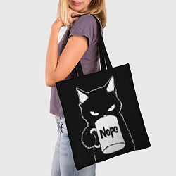 Сумка-шопер Angry black cat nope, цвет: 3D-принт — фото 2
