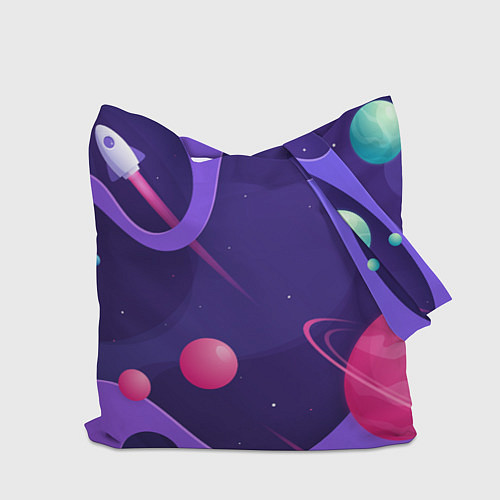 Сумка-шоппер Летающая тарелка с сердцем / 3D-принт – фото 2