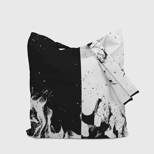 Сумка-шоппер Nasa черно белый огонь / 3D-принт – фото 2