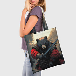 Сумка-шопер Медведь самурай, цвет: 3D-принт — фото 2