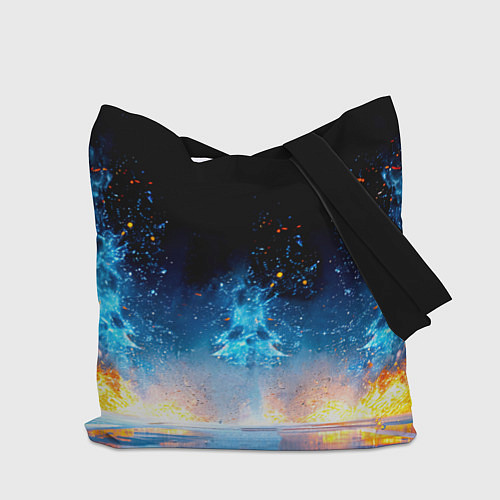 Сумка-шоппер Хоккеист в синем пламени / 3D-принт – фото 2