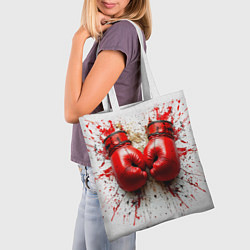 Сумка-шопер Красные бойцовские перчатки на белом, цвет: 3D-принт — фото 2