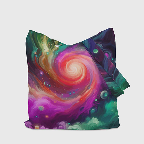 Сумка-шоппер Космическая неоновая фантазия - нейроарт / 3D-принт – фото 2