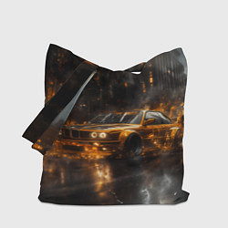 Сумка-шопер Желтый БМВ в огне, цвет: 3D-принт