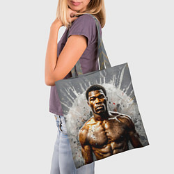 Сумка-шопер Мухаммед Али на сером, цвет: 3D-принт — фото 2