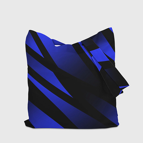 Сумка-шоппер Чёрный с синий абстрактные полосы / 3D-принт – фото 2