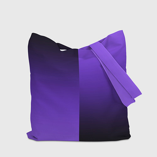 Сумка-шоппер Чёрно-сиреневый градиент пополам / 3D-принт – фото 2