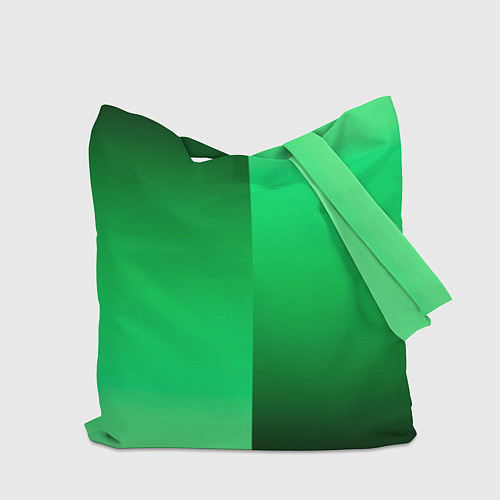 Сумка-шоппер Чёрно-зелёный градиент пополам / 3D-принт – фото 2