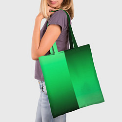 Сумка-шопер Чёрно-зелёный градиент пополам, цвет: 3D-принт — фото 2