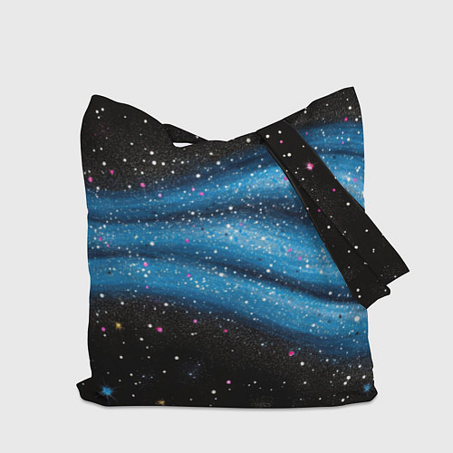 Сумка-шоппер Синяя абстрактная текстура на черном / 3D-принт – фото 2