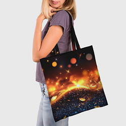 Сумка-шопер Оранжевое боке на черном, цвет: 3D-принт — фото 2