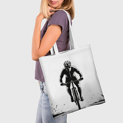 Сумка-шопер Велосипедист чб, цвет: 3D-принт — фото 2