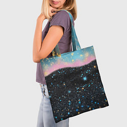 Сумка-шопер Блестящая текстура на черном, цвет: 3D-принт — фото 2