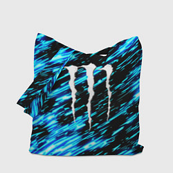 Сумка-шоппер Monster energy штрихи голубых неоновых красок
