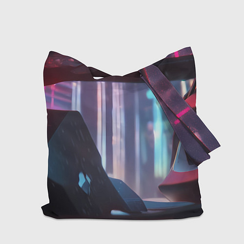 Сумка-шоппер Кот за рулем авто - киберпанк / 3D-принт – фото 2