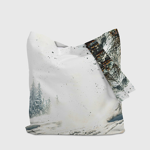 Сумка-шоппер Лыжник зимой в лесу / 3D-принт – фото 2
