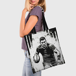 Сумка-шопер Регбист черно-белый, цвет: 3D-принт — фото 2