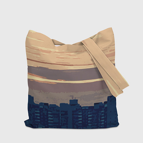 Сумка-шоппер Городской пейзаж стилизованный / 3D-принт – фото 2