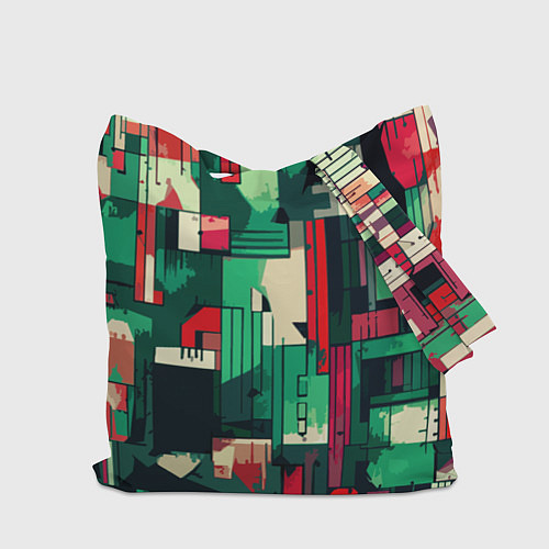 Сумка-шоппер Абстракция красно-зелёный геометричный / 3D-принт – фото 2