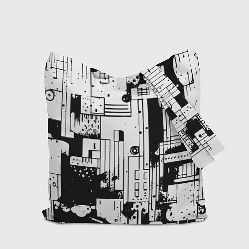 Сумка-шоппер Чёрно-белый светлая абстракция / 3D-принт – фото 2