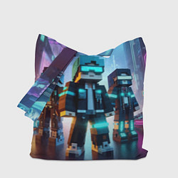 Сумка-шопер Minecraft - neon metropolis ai art, цвет: 3D-принт
