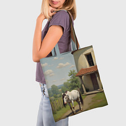 Сумка-шопер Старый домик и лошадь, цвет: 3D-принт — фото 2