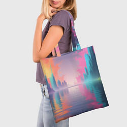 Сумка-шопер Город в розовом тумане, цвет: 3D-принт — фото 2