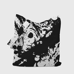 Сумка-шопер Чёрный с белой абстракцией, цвет: 3D-принт
