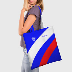 Сумка-шопер Россия с гербом и цветами флага, цвет: 3D-принт — фото 2