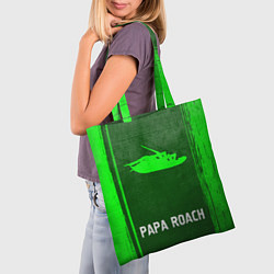 Сумка-шопер Papa Roach - green gradient по-центру, цвет: 3D-принт — фото 2