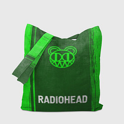 Сумка-шопер Radiohead - green gradient по-центру, цвет: 3D-принт
