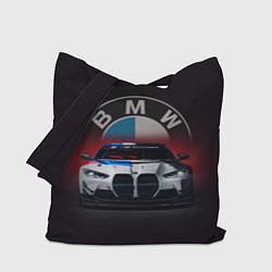 Сумка-шопер BMW на красном фоне, цвет: 3D-принт